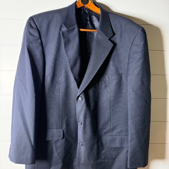 Vincenzo Le Collezion Navy Pin Stripe Cashmere & Wool Blazer L52 - Picture 1 of 11